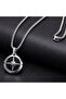 Black and Silver Options Stainless Steel Modern Minimal Design Compass Men's Necklace - 3