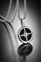 Black and Silver Options Stainless Steel Modern Minimal Design Compass Men's Necklace