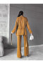Soft Satin Fabric with Elastic Drawstring Fastening Cropped Jacket Pants Belt 4-Piece Set - 4