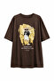 Women's Printed Brown T-Shirt 100% Cotton Organic Cotton Pack Oversized Pattern Loose Fit Print Detail - 2