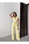Women's Polo Collar Zippered Cropped Vest and Wide-Leg Pants with Stitching Two-Piece Set - 4