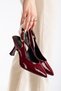 Women's Burgundy Patent Leather Side Bag Buckled Modern Heeled Shoes - 2
