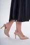 Nude Skin Color Belt Pointed Toe Stiletto 8.5 cm Thin Heel Women's Shoes - 2