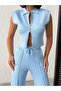 Women's Polo Collar Zippered Cropped Vest and Wide-Leg Pants with Stitching Two-Piece Set - 2