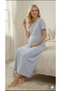 Women's Blue Shawl Collar Maternity Nightgown Set with Dressing Gown - 6