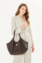 Leather Yavru Bag Piece Lock Detailed Premium Quality Large Size (30X40) Women's Shoulder Bag - 5