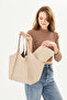 Leather Yavru Bag Piece Lock Detailed Premium Quality Large Size (30X40) Women's Shoulder Bag - 2