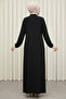 Collared Lace-Up Full-Length Abaya – Comfortable Fit A-Line Islamic Clothing - 7