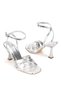Women's Silver Stiletto Heel U Stylish Sandals with Cat's Eye Detail - 4