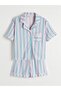 Shirt Collar Striped Women's Shorts Pajama Set