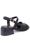 Dza07-9971805 Black Daily Orthopedic Block Heel Pcs Leather Women Sandals - 5