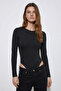 Women's Long Sleeve Basic Blouse -Black - 2