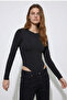 Women's Long Sleeve Basic Blouse -Black - 4