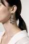 Black Stone Silver Flower Figured Dangle Special Design Earrings - 2