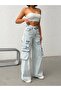 TREND HIGH WAIST SPECIAL DESIGN WIDE LEG JEAN RIPPED BAGGY PALAZZO PANTS - 3