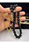 Handcrafted, Marbled, Black Amber Prayer Beads That Resemble the Imame Simsiyah Oltu. - 2