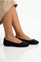 Black Tweed Fabric Buckle Mary Jane Ballerinas - 6