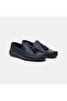 Men's Navy Blue Tassel Detail Leather Loafers