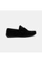 Men's Black Lace Detail Suede Loafers - 2