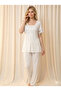 New Season Off-White Lace Summer Special Design 100% Cotton Maternity and Postpartum Robe and Pajama Set - 6