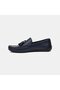 Men's Navy Blue Tassel Detail Leather Loafers - 3