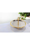 30 cm Cast Stand-Alone Stainless Steel Presentation Plate with Handle and Gold Detail - 3