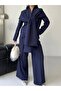Women's Cape Shawl Detailed Design Jacket Trousers Suit - 9