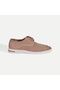 Men's Beige Lace-Up Nubuck Leather Perforated Casual Shoes - 2