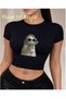 Black Babby Tee Stone Patterned Cats Special Design