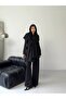 Women's Cape Shawl Detailed Design Jacket Trousers Suit - 4