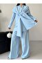 Women's Cape Shawl Detailed Design Jacket Trousers Suit - 8