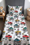 Powerful Trucks Patterned Bedspread and Pillowcase