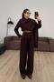 Combined Shawl Long Cuff Sleeve Design Shirt Palazzo High Waist Pants Premium Set - 2