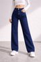 Women's Navy Blue Jeans High Waist Loose Fit Denim Pants