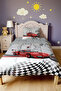 Red Race Car Patterned Single Duvet and Pillowcase - 2