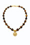 Tiger's Eye Natural Stone Gold Medallion Women's Necklace - 3