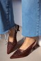 Best Capsule Lace-Up Detailed Pointed-Toe Short Kitten-Heel Women's Shoes - 8