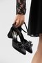 Elegant Stone Printed Butterfly Bow Detail Thick Heel Women's Evening Dress Shoes