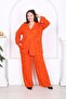 Plus Size Woven Viscose Jacket and Trousers Set, Comfortable Fit, Orange, Stylish Combination, Sizes 46-56 - 4