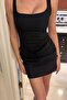 Draped Square Neckline Ruched Detail Premium Pinterest Equivalent Mini Short Design Stylish Dress Evening Gown - 2