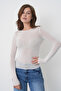 Kayık Yaka Soft Stretchy Soft Fabric Long Sleeve Ecru Blouse 116 - 6