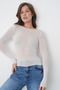 Kayık Yaka Soft Stretchy Soft Fabric Long Sleeve Ecru Blouse 116 - 8