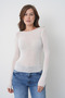 Kayık Yaka Soft Stretchy Soft Fabric Long Sleeve Ecru Blouse 116 - 7