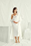 Women'S, Ecru, Viscose , Low-Cut, Collar and Sleeves, Lace Piece Dressing Gown Set - 3