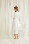 Women'S, Ecru, Lace Piece and Belted Dressing Gown - 5