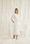 Women'S, Ecru, Lace Piece and Belted Dressing Gown - 2