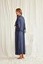 Women'S, Navy Blue, Viscose Piece, Low-Cut, Collar and Sleeves, Lace Piece Dressing Gown Set - 7