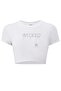 Harajuku Y2K Wicked Written Glitter Stone Printed White Cropped Tshirt