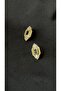 Gold Steel Earrings with Emerald Green Stones - 2
