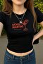 Harajuku Y2K Lychee Martini Written Black Cropped Tshirt
